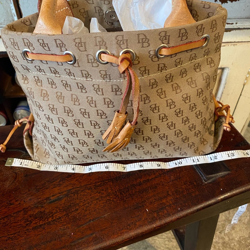Vintage Dooney & Bourke Satchel Bag Small Authentic Signature Color Beige/Tan - Picture 11 of 11